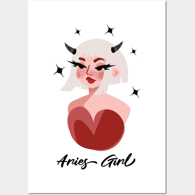 Aries Girl Zodiac Sign Astrology Wall Art by Science Puns